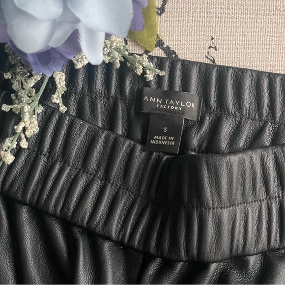 Ann Taylor Faux Leather Pull On Cinch Waist High Rise Ankle Pant - Picture 9 of 9